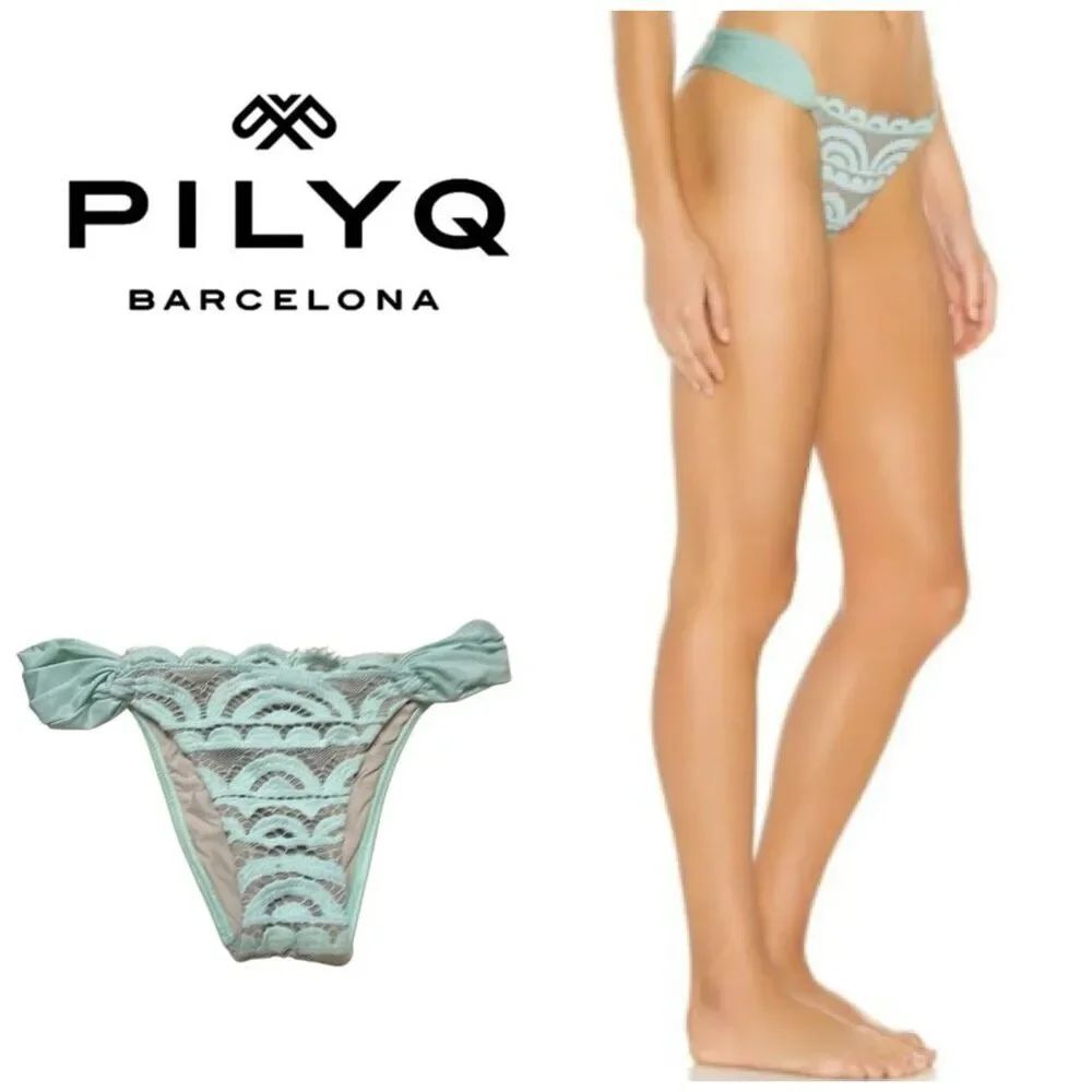 New. Pilyq lace fanned full bikini bottom. Small